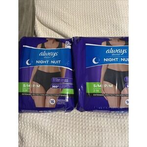 2 pk S Always Discreet Night Incontinence Bladder Leak Underwear Black 32 Count